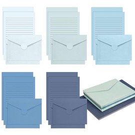 Juego de 100 piezas de papel de papelería rayado y sobres, incluye 50 hojas de papel para escribir cartas y 50 sobres para oficina, 5.5 x 8.25 pulgada