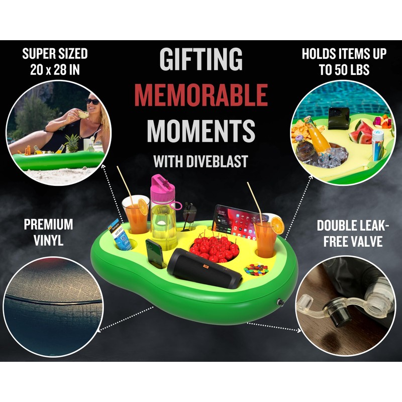 Diveblast Floating Tray for Pools and Hot Tubs (Avocado)