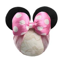 JIAHANG 3D Baby Girl Mouse Ears Turban Headwrap with Satin Polka Dot Bow, Wide Velvet Hairband, Hair Bow Headband for Infant Toddlers