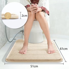 Yimobra Badematte rutschfest, 80 x 50 cm, Super Wasseraufnahme, Dick, Maschinenwaschbar, Leicht zu Trocknen Badezimmerteppich – Beige