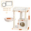 Heybly Cat Tree, Wooden Cat Tower with 3 Scratching Posts,