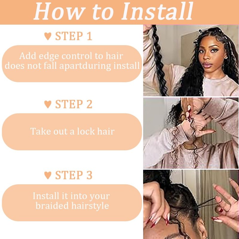 Jucames Real Hair Wefts, Deep Wave Human Braiding Hair Extension,