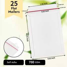 Proprobag 700 GSM Rigid Mailers 9x12, 25 Pack Thick Self Adhesive Stay Flat Cardboard Envelopes for Shipping Photos, Documents, Collectible Trading Cards