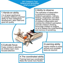 OULUN 3D Wooden Remote Control Boat, Motorized Construction Engineering Set