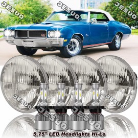 JESUO For Buick GS 455 1970-1972 Round 4pcs 5-3/4 5.75" inch Headlights Hi/Lo Beam