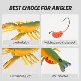 PROBITE Leadhead Crawfish Soft Plastic Baits - 3PCS Realistic Lobster Lures for Bass Walleye, Slow-Sinking Saltwater/Freshwater Fishing Bait(Mixed Colors)