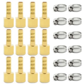 Bwintech Pack of 12 Hose Nipples, 1/4 Inch BSP Female x 10 mm Plug Nipple with 12 Pieces Terminals