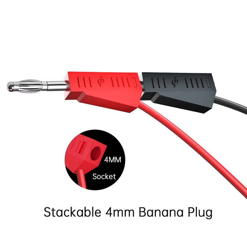 Cleqee 3 Pairs Multimeter Test Leads Set 4mm Stackable Banana