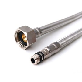 Pair of M10 (10mm Male end into The tap) x 1/2 BSP (600mm Long) Kitchen/Basin Monobloc Mixer Tap Connector Flexi Pipes Tails -FBA