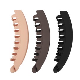 3pcs Banana Hair Clips, Plastic Anti-Slip Large Banana Claw Clips for Thick Thin Long Short Straight Curly Hair Classic Accessories for Women (3 Colors)