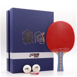 Double Happiness DHSPing Pong Paddles Professional Table Tennis Racket with Carrying Case - ITTF Approved Rubber for Tournament Play (6008-Penhold-Blue/Black)