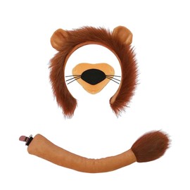 ZPSOSPZ Lion Fancy Dress Accessories, Animal Lion Costume Set, 3Pcs Lion Fancy Accessories Set Lion Ears Headband Nose Tail For Kids And Adults Animal Cosplay Birthday Party Stage Performance