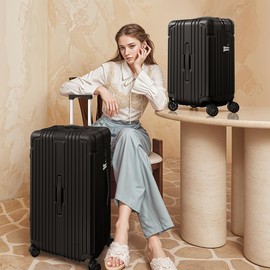 Krute Carry on Luggage PC+ABS Suitcases with Double Spinner Wheels 22x14x9 Airline Approved Luggage with TSA Lock 20 Inch (Black)