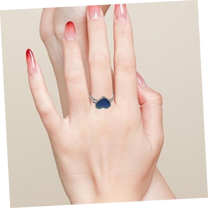 Healeved 2Pcs Heart Shape Temperature Changing Mood Rings Chic Emotion