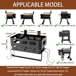 Storage Bin for Traeger Grills, Pellet Storage Bin with 4 Hooks and Paper Towel Holder for Traeger Pro 22/34/780/575, Ironwood 650/885, Eastwood 22/34, for Pit Boss, for Z Grill and Other Pellet Grill