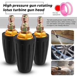 Pressure Washer Tips Turbo Nozzle, Bestgle Turbo Nozzle Pressure Washer 4000 PSI 360º Rotating Power Washer Nozzles with 1/4" Quick Connect for Cleaning Brick, Concrete (4.0 GPM)
