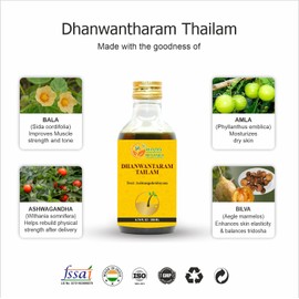 HERBS BOTANICA Dhanwantharam Thailam Oil for Massage Oil, Support Overall Relaxation, Prevent Stretch Marks, Moisturizes Skin, Natural Strength After Delivery 200 Ml