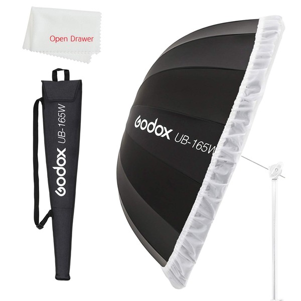 Godox UB-165W 65in Parabolic Reflective Umbrella,Black White Reflective Umbrella Studio Light Umbrella with Diffuser Cover Cloth