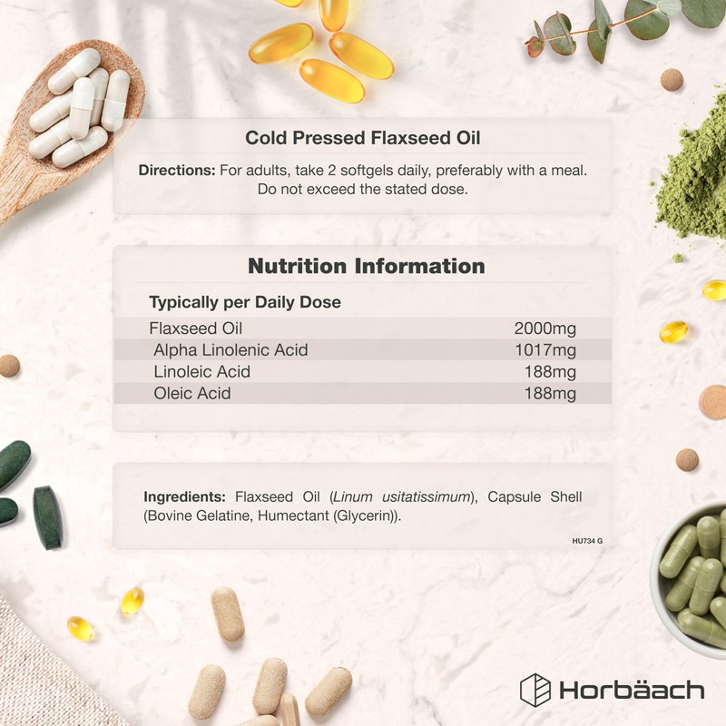 Flaxseed Oil Capsules 2000mg | 360 Softgels | Omega 3