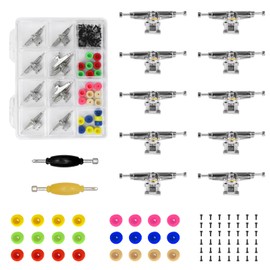 DisplayMore 101PCS 33MM Ultra-Professional Extended Fingerboard Trucks & Multicolor Bearingless Wheels & Black Screws & Nuts & Spanner Tool Parts Kit Case for Fingerboard Skateboard Wooden Deck