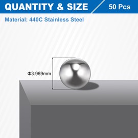sourcing map 5/32" 3.969mm Bearing Balls, 50 Pcs 440C Stainless Steel G10 Precision Balls Metric Mixing Balls for Bearings Bicycles Casters
