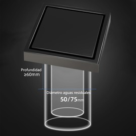 MORNWELL 2PCS Drenaje de Piso,SUS304 Acero Inoxidable Anti-Olor Drenaje de Ducha Inserto Rejilla de desagüe,Coladera Antiolores para Baño Regadera Cocina Garaje Sótano (11X11, Negro)