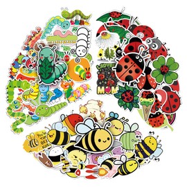 Waterproof Vinyl Stickers for Kids, Teens and Students, 150 Pcs Caterpillar, Bee and Ladybug Cute Insect Designs, Perfect Water Bottle Stickers, Girl Stickers, Teens Stickers