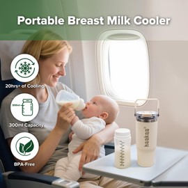 haakaa Portable Breastmilk Cooler 30oz/900ml, Up to 20 Hours of On-the-go Cooling, Larger Capacity Breast Milk Chiller with a 300ml Inner Breastmilk Storage Bottle & Leakproof Lid with Straw & Sip