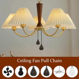6 Pieces Ceiling Fan Pull Chain Extender 11.8in - 13.8in Ceiling Fan Chain Ornament, Lighting & Fan Beaded Ball Chain Extender with Connector for Ceiling Light Lamp Fan Chain Reading Lamp Pull Chain
