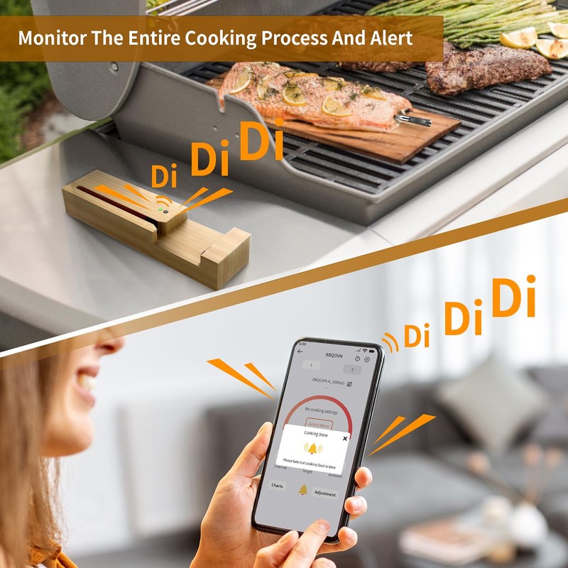 Meat Thermometer Wireless, 700FT Remote Digital Cooking Thermometer, Bluetooth Food