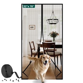 HADOR Magnetic Screen Door Mesh with Super Strong Magnets Fit Door Size 32" X 78", Mesh Size 34" X 79" Heavy Duty Door Net Screen for Front, Back, Single Doors