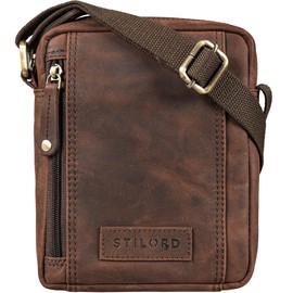 STILORD 'Brandon' Men's Leather Brown Shoulder Bag Small Shoulder Bag Men 7 Inch Tablet Men's Handbag Messenger Bag Genuine Leather, Zamora - Brown
