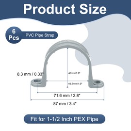 PATIKIL 1-1/2 Inch Plastic Conduit Clamp, 6 Pcs PVC Pipe Strap 2 Holes Conduit Strap Plastic Pipe Supports for PVC Pipes Conduit Cables, Gray