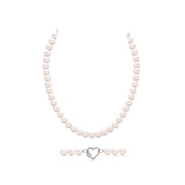 Pearl Necklace for Women Freshwater Cultured Pearls Strand Necklaces Jewelry Gift for Mom Mama Mother Day(Size 7-8mm Length 18 inch)