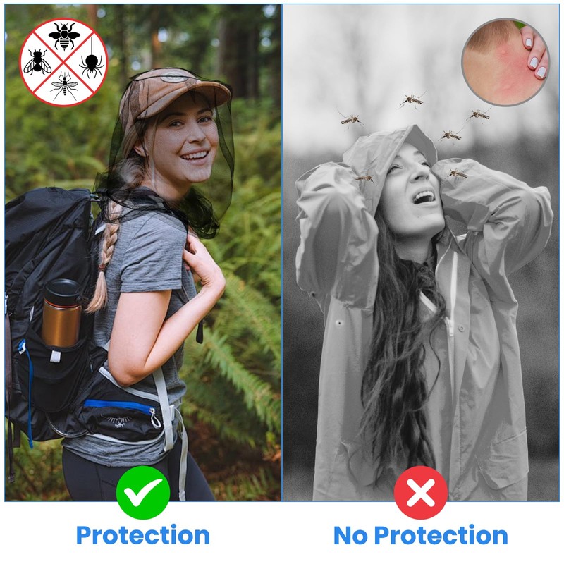 2 Pack GuoluvSoo Mosquito Head Nets with Drawstring, Premium Bug