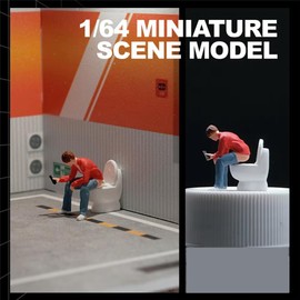 Aswalling 1/64 Scale Model 1/64 Scale Toy Model Squattingcrap Man in Scale for 1:64 Architectural Scenes and Car Models Scene