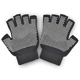 Silipos Gel Cushioned Yoga and Pilates Gloves, Silipos Gel Padded, No-Slip Grip, Cotton Blend, Black, 1 Pair