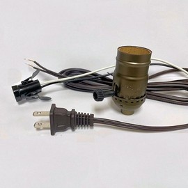 Antique Brass NITE-LITE KIT: 15' Brown Cord, Candelabra Clip, 3 Terminal Socket
