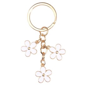 Fuqimanman2020 Flower Charms Daisy Enameled Keychain Chain Tassel Keyring For Women Gifts Purse Bag Accessories-White
