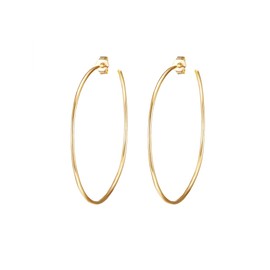 Glanzstücke München Women's Creole Earrings Sterling Silver Yellow Gold-Plated Hoop Earrings 50 mm Yellow Gold Ear Jewellery Earrings Gold, Silver, No Gemstone