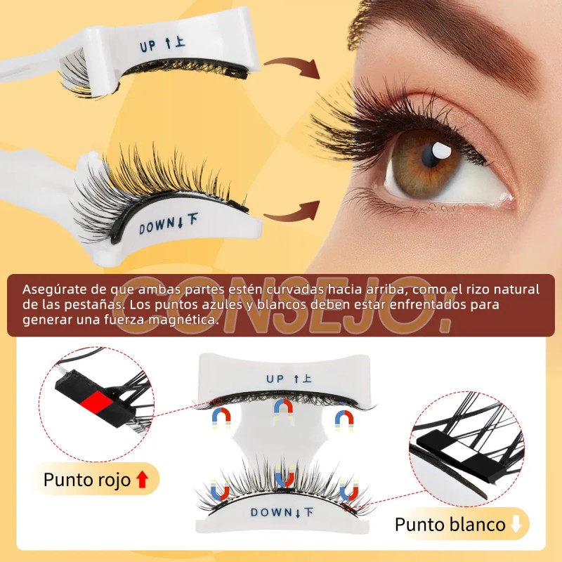 Kit De Pestañas Magnéticas Quewel, 4 Pares A