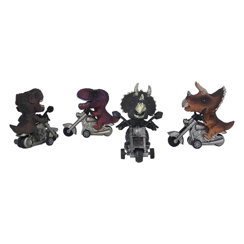 4Pcs Dinosaur Motorbike Toy Motorcycle PVC Pull Car Home Decoration