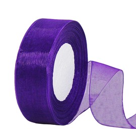 45 m Organza Ribbon Purple 38 mm Wide Chiffon Gift Ribbon Transparent Organza Ribbons Chiffon Ribbon Decorative Ribbon Gift Packaging Decorative Ribbon Tulle Ribbon for Christmas Wedding Christening