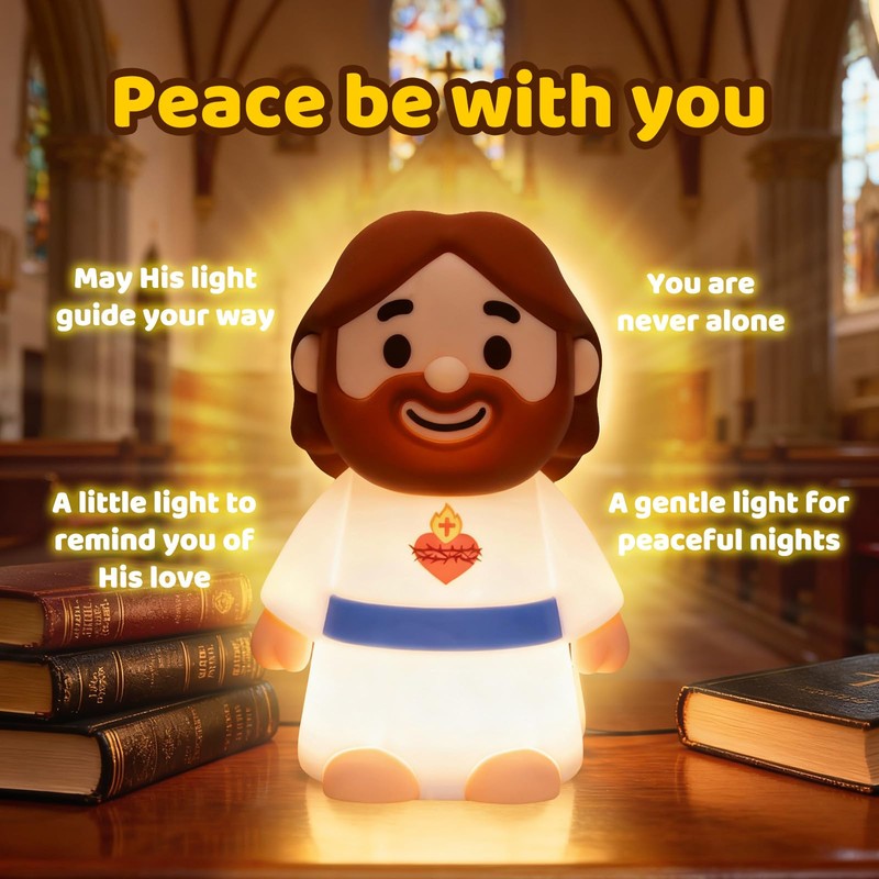 Caaaat Jesus Night Light for Kids, BPA-Free Silicone, 30-Min Timer