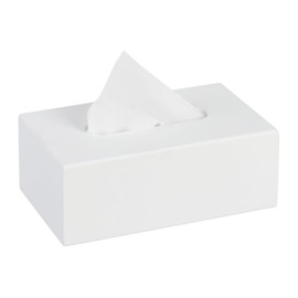Relaxdays Tissue Box, Cosmetic Tissue Box, Square Tissue Box, Handkerchiefs, H x D x D: 9 x 25 x 15 cm, Cosmetic Tissue Dispenser, White