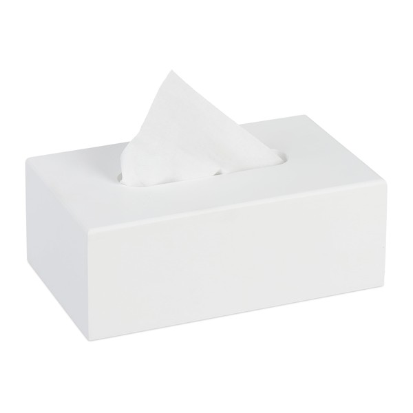 Relaxdays Tissue Box, Cosmetic Tissue Box, Square Tissue Box, Handkerchiefs,