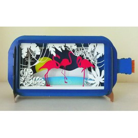 Message in a Bottle Flamingos Pop-Up Card (MIB025)