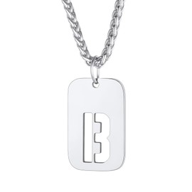Richsteel Stainless Steel Dog Tag Pendant Letter B Necklace with Gift Box for Birthday Christmas