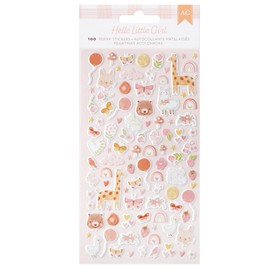 American Crafts Hello Little Girl Puffy Stickers 100/Pkg - Phrase