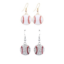Cute Sport Ball Dangle Earrings Baseball Drop Earrings Soccer Baseball Earrings for Women Fan Gift Baseball Party Favors Holiday Party Game Day Jewelry Gifts for- 2 Pairs
